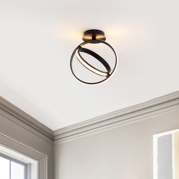 Nicole Modern Minimalist Aluminum Ring Integrated LED Semi Flush Mount - JONATHAN Y